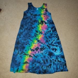 Galaxy tie dye tank dress with pockets
